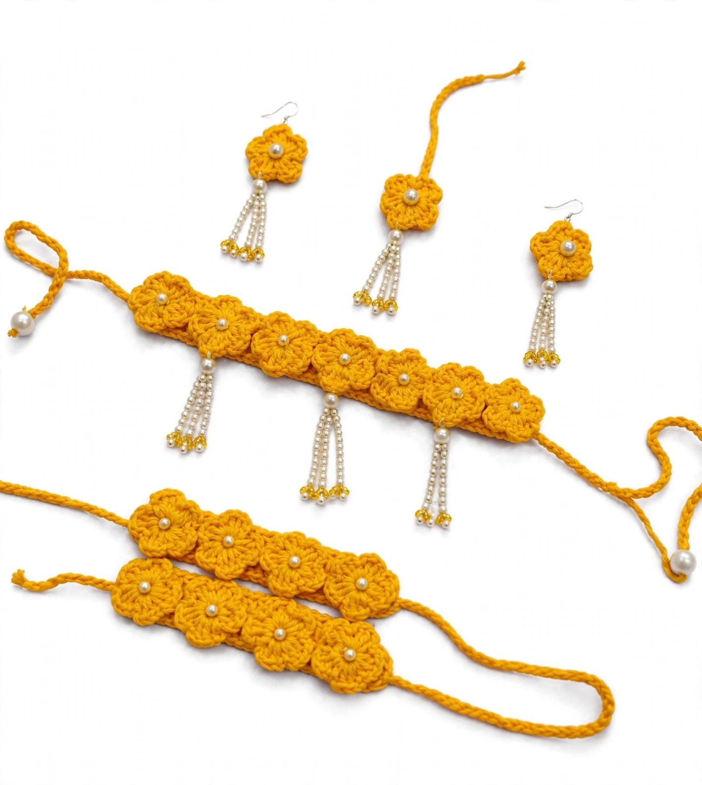 Handcrafted Crochet Floral HaldiJewellery Set Rs.499
